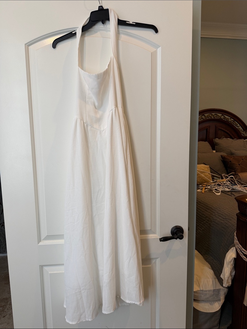 White Halter Midi Dress